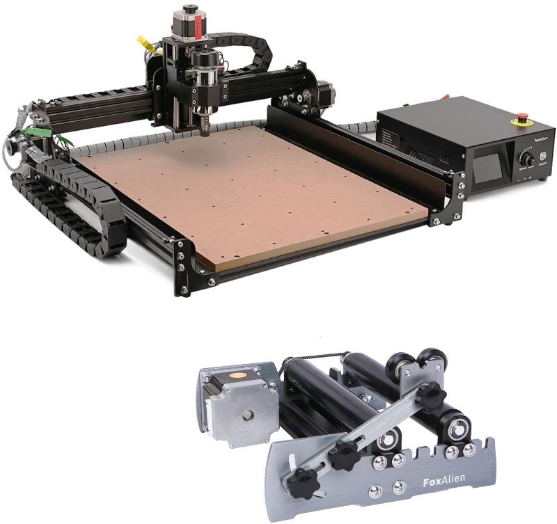 Photo 1 of FoxAlien 4040-XE CNC Router Machine + R57 Y-axis Rotary Roller for Laser Engraving
