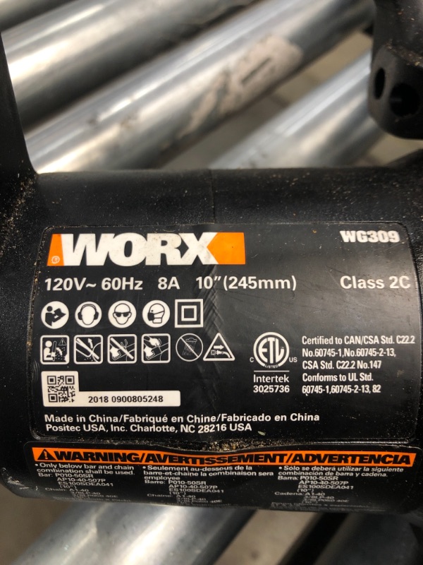 Photo 4 of ***NOT TESTED*** Worx WG309 8 Amp 10" Electric Pole Saw