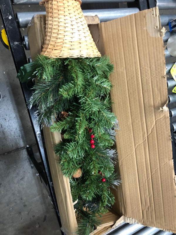 Photo 2 of National Tree Company Pre-Lit Artificial Mini Christmas Tree, Green, Crestwood Spruce, White Lights, Decorated with Pine Cones, Berry Clusters, Frosted Branches, Includes Wicker Base, 3 Feet
- Unable to test (Needs batteries) 