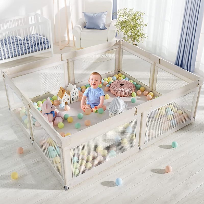 Photo 1 of Baby Playpen, Playpen for Babies (71x59x27inch), Kids Safe Play Center for Babies and Toddlers, Extra Large Playpen, Baby Playpen Fence Gives Mommy a Break
