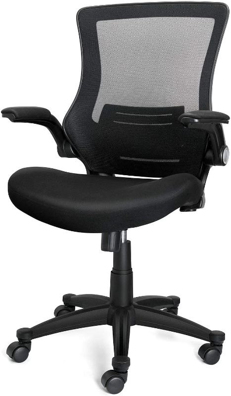 Photo 1 of iCoudy Ergonomic Mesh Office Chair Mid Back Swivel Desk Chair Black Computer Chair with Flip-Up Armrests Lumbar Support Adjustable Height Task Chairs
