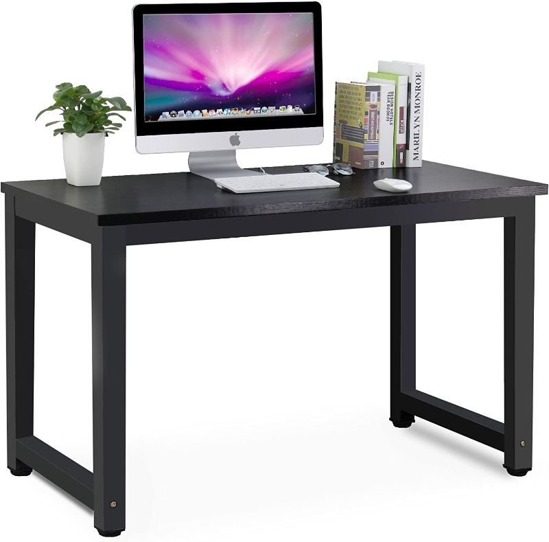 Photo 1 of Tribesigns Modern Simple Style Computer Desk PC Laptop Study Table Office Desk Workstation for Home Office, BROWN + Black Leg
