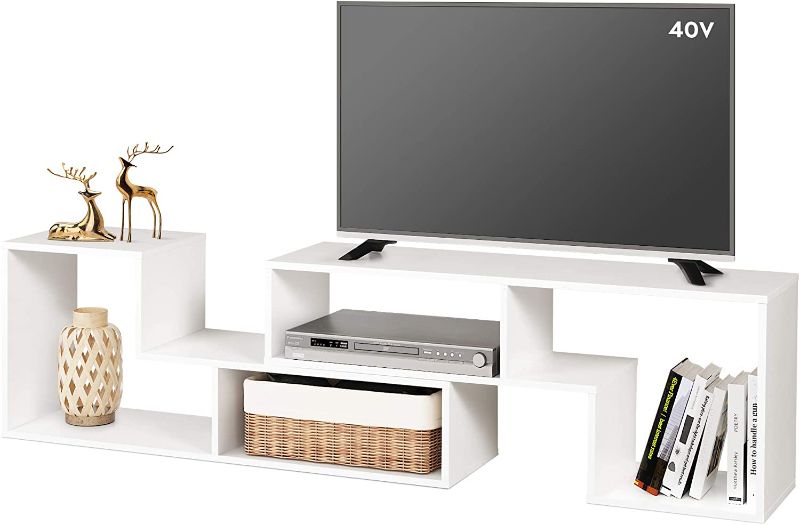 Photo 1 of DEVAISE Flat Screen TV Stand for 55 65 75 inch TV, Modern Entertainment Center with Storage Shelves, Media Console Bookshelf for Living Room, White
**MISSING HARDWARE**
