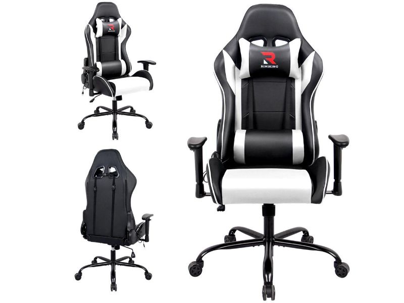 Photo 1 of RIMIKING Ergonomic Massage Computer Gaming Chair-High Back PU Leather Racing Desk Office Chair, Swivel Adjustable Armrest Soft Headrest&Backrest
