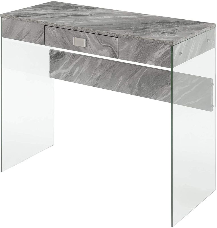 Photo 1 of Convenience Concepts SoHo Glass Desk, 36", Gray Marble, 
