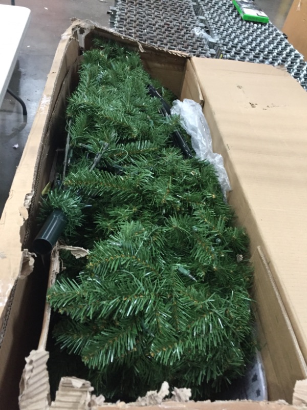 Photo 1 of National Tree Co. 7 1/2 Foot North Valley Spruce Hinged Spruce Pre-Lit Christmas Tree