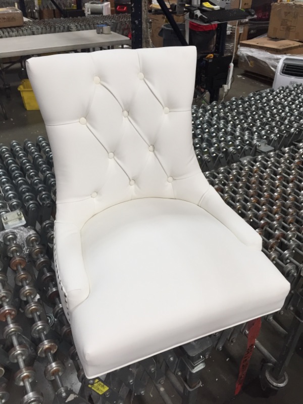 Photo 2 of Modway MO- Regent Modern Tufted Faux Leather Upholstered with Nailhead Trim, Dining Chair, White
