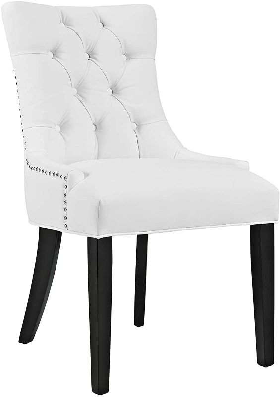 Photo 1 of Modway MO- Regent Modern Tufted Faux Leather Upholstered with Nailhead Trim, Dining Chair, White
