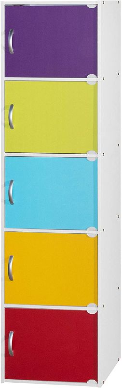 Photo 1 of Hodedah 5-Shelf, 5-Door Multi-Purpose Cabinet, Rainbow PARTS ONLY 