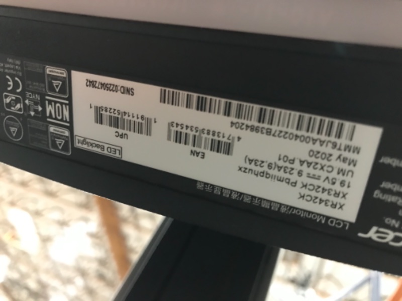 Photo 1 of Acer XR342CK Pbmiiqphuzx 34" Curved QHD (3440 x 1440) 100Hz Refresh Rate Monitor with AMD FREESYNC Technology (Display Port & 2 x HDMI 2.0 Ports),Black
