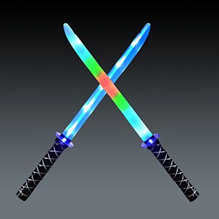 Photo 1 of JOYIN 2 Deluxe Ninja LED Light up Swords with Motion Activated Clanging Sounds ñ Bright Blue and Multi Color Sword for Hallow
