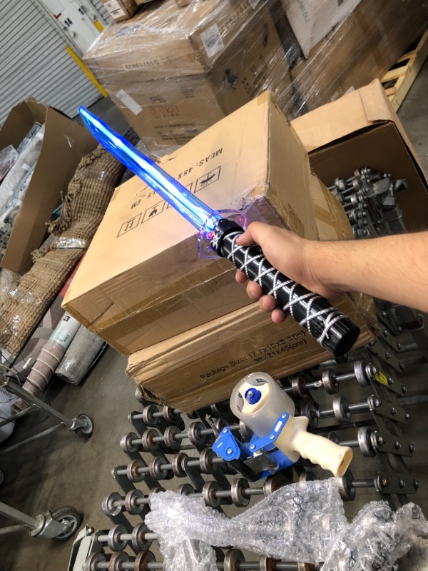 Photo 2 of JOYIN 2 Deluxe Ninja LED Light up Swords with Motion Activated Clanging Sounds ñ Bright Blue and Multi Color Sword for Hallow
