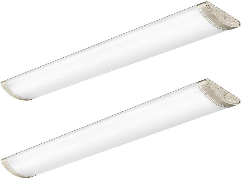 Photo 1 of Tycholite Dimmable 4FT LED Kitchen Puff Ceiling Light, 40W, 4800LM, 4000K, 4 Foot LED Linear Fixture 48 Inch Flush Mount LED Wraparound Shop Light for Garage, Office, Fluorescent Replacement, 1
**DAMAGED BENT**