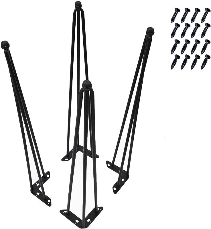 Photo 1 of Home Soft Things Hairpin Metal Table Legs 30 Inch Legs for Furniture Coffee Bench Dining End Industrial Table Desk Set of 4 with Screws Adjustable Cushion Black Floor Protectors, 30"
*MISSING HARDWARE**
