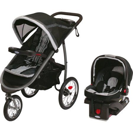 Photo 2 of Graco FastAction Fold Jogger Travel System | Includes the FastAction Fold Jogging Stroller and SnugRide 35 Infant Car Seat, Gotham