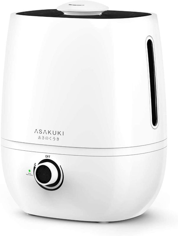 Photo 1 of ASAKUKI Cool Mist Humidifier, Large 4L Capacity Ultrasonic Diffuser Vaporizer,, Whisper-Quiet Air Humidifier for Home,Office,Bedroom,Baby, Lasts up to 20-60 Hours 10" X 7" IN 
