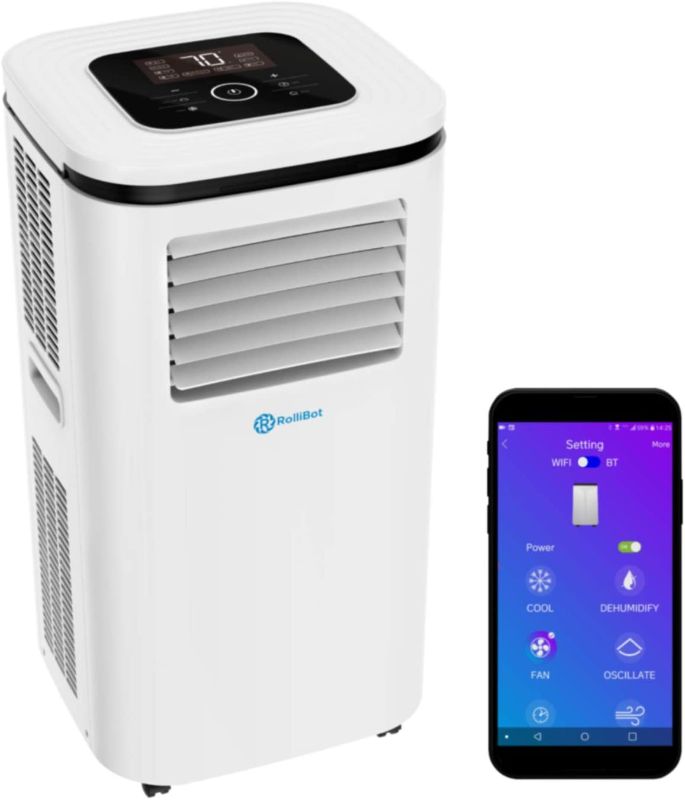 Photo 1 of ROLLICOOL 14000 BTU Smart Portable Air Conditioner, Dehumidifier & Fan for Rooms up to 375 sq ft | Alexa-Ready Voice Commands, App, Dual-Band WiFi Support, Bluetooth, Easy Install