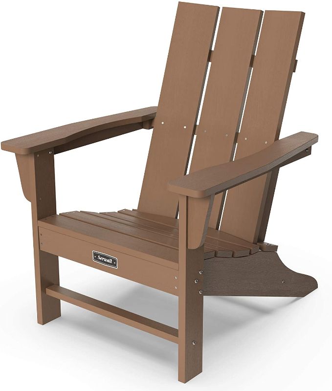 Photo 1 of Adirondack Chair with Easy Maintenance  Weather Resistant Classic Outdoor Lounge Plastic Furniture for Patio Deck Garden Backyard Beach Pool and Fire Pit Seating BROWN 

NEW   NO MANUEL OR HARDWARE