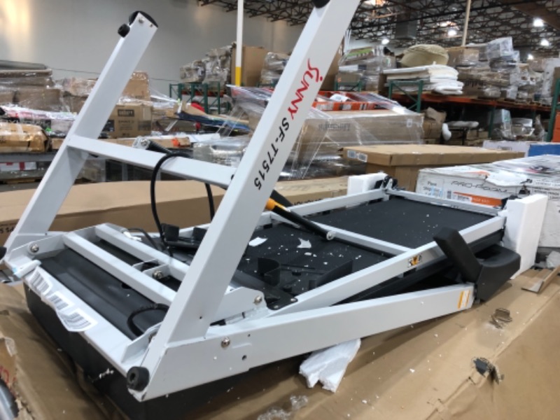 Photo 1 of Sunny Health & Fitness SF-T7515 Smart Treadmill with Auto Incline, Speakers, Bluetooth, LCD and Pulse Monitor, Phone Function, 240 LB Max Weight , grey
