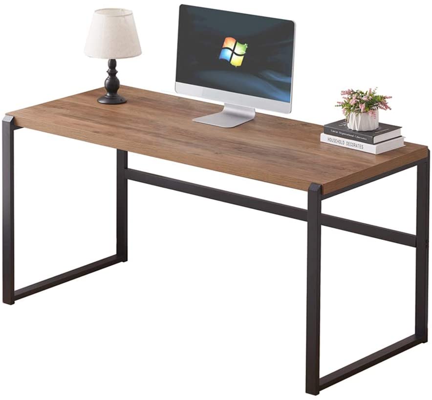 Photo 1 of FOLUBAN Home Office Desk, Rustic Large Computer Table for Gaming, Industrial Modern Writing Desk, Oak 60 inch