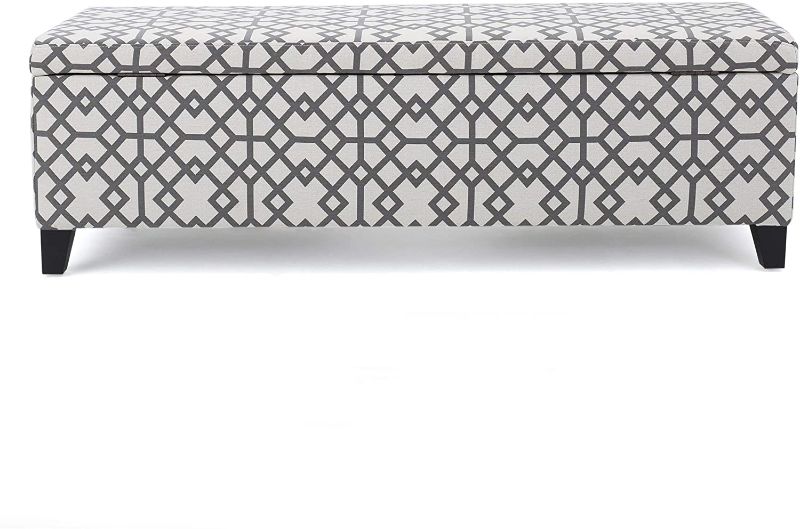 Photo 1 of 
Christopher Knight Home Cleo Fabric Storage Ottoman, Grey Geometric Patterned