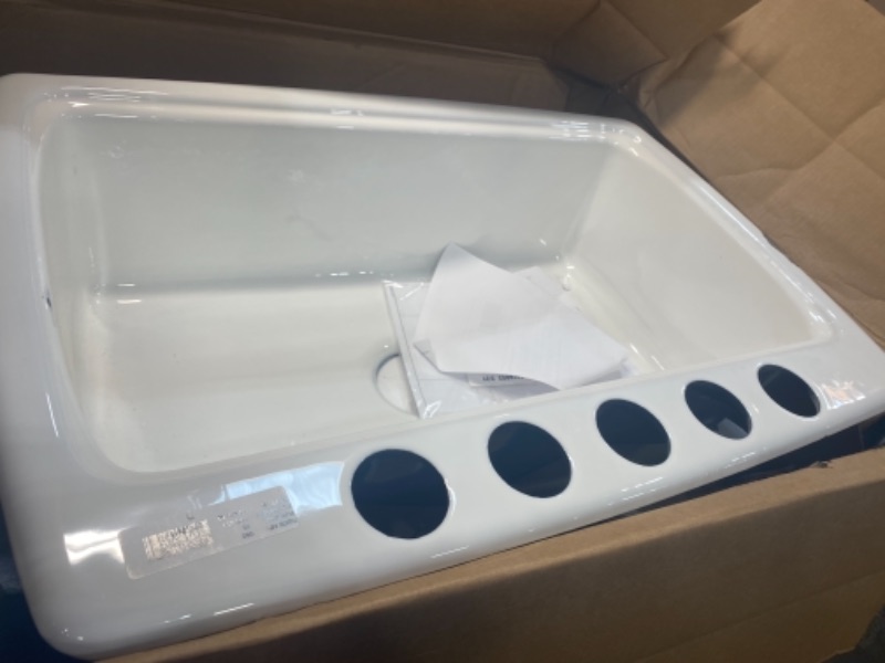 Photo 5 of KOHLER Cape Dory Undermount Cast Iron 33 in. 5-Hole Single Bowl Kitchen Sink in White