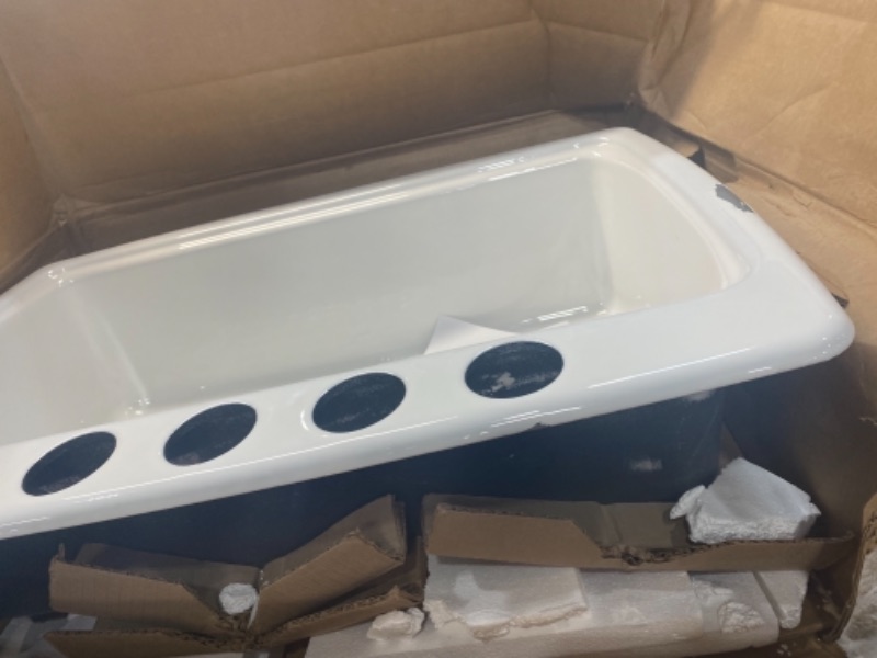 Photo 6 of KOHLER Cape Dory Undermount Cast Iron 33 in. 5-Hole Single Bowl Kitchen Sink in White