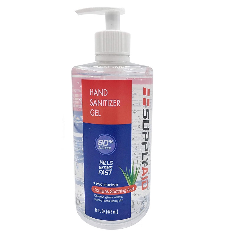 Photo 1 of SupplyAID 80% Alcohol Hand Sanitizer Gel w/Soothing Aloe FDA # 74035-1051-5, 16 Fl Oz, Pack of 4