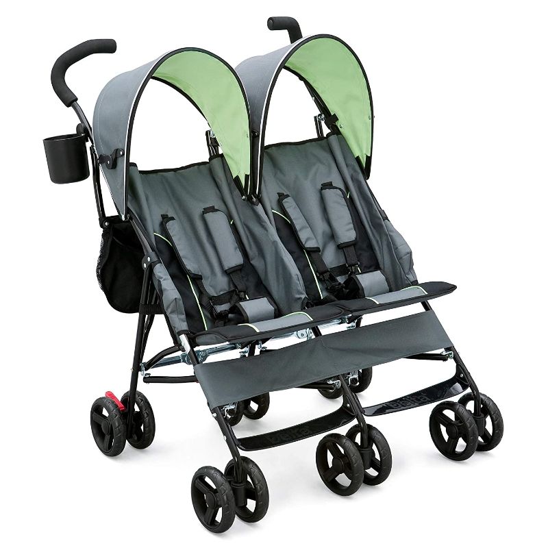 Photo 1 of Delta Children LX Side by Side Tandem Umbrella Stroller, Lime & Green
