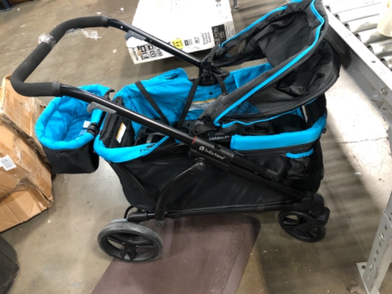 Photo 2 of Baby Trend Expedition Push or Pull Stroller Wagon Plus w/ Canopy, Blue (Used)
