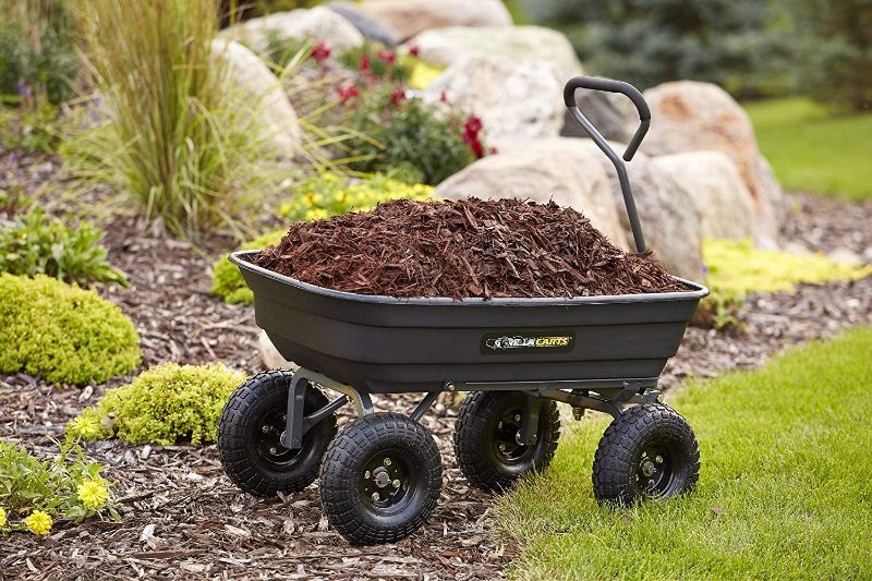 Photo 1 of Gorilla Carts GOR4PS Poly Garden Dump Cart with Steel Frame and 10-in. Pneumatic Tires, 600-Pound Capacity, Black
