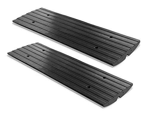 Photo 1 of  PYLE PCRBDR21 Car Vehicle Curbside Driveway Ramp - 4ft Heavy Duty Rubber Threshold Bridge Tracks Curb Ramps, 2 Pieces - Pyle PCRBDR21
