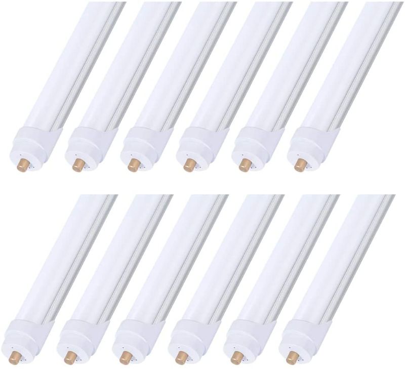 Photo 1 of 8ft LED Bulbs,8 Foot LED Shop Light, F96T12 T12 Bulb Fluorescent Replacement, T8 96" 45Watt FA8 Single Pin LED Tube Lights 5400LM, Ballast Bypass, 6000k, Milky Cover, Workshop, Warehouse(12 Pack)
