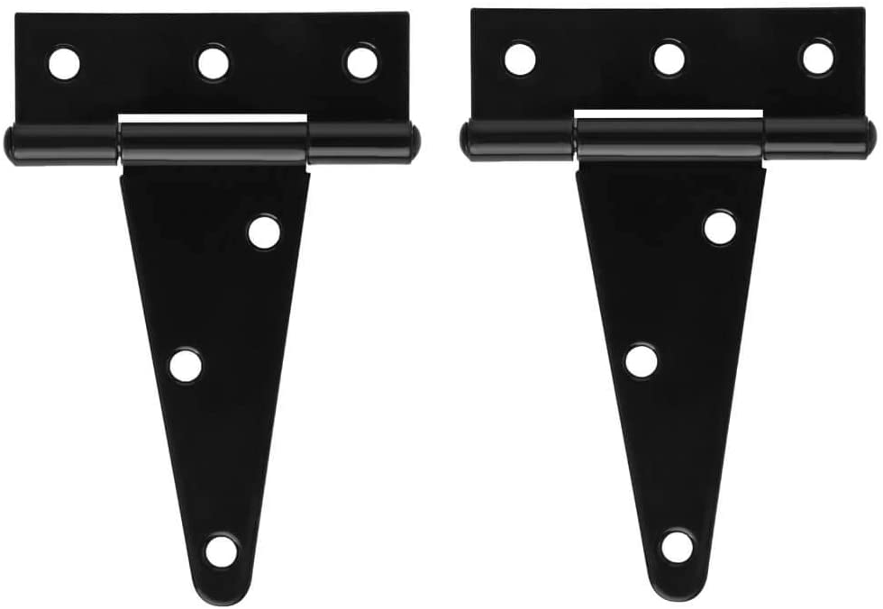 Photo 1 of 4 Inch Heavy Duty T Strap Shed Door Hinges 2 PCS Black Barn Door Gates Tee Hinge Wrought Hardware Iron Rustproof
