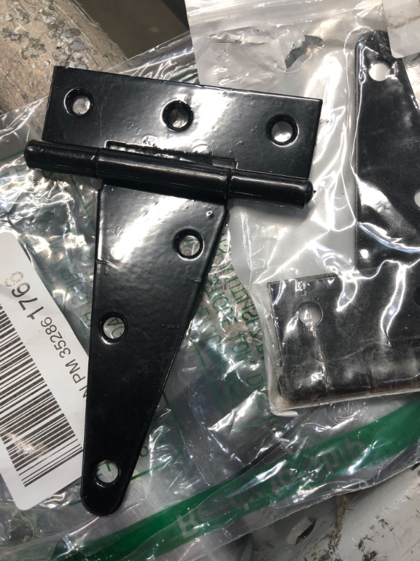 Photo 3 of 4 Inch Heavy Duty T Strap Shed Door Hinges 2 PCS Black Barn Door Gates Tee Hinge Wrought Hardware Iron Rustproof
