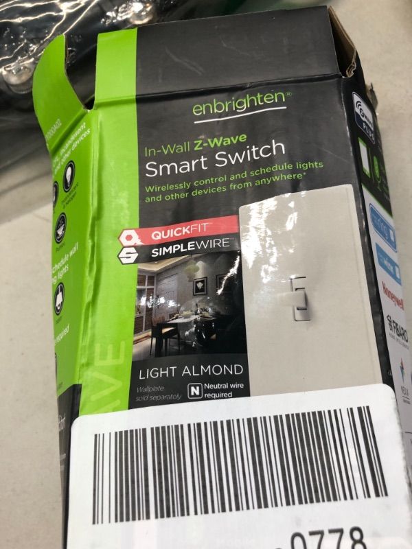 Photo 3 of Enbrighten Almond Z-Wave Plus Smart Light Switch with QuickFit and SimpleWire, 3-Way Ready, Compatible with Alexa, Google Assistant, ZWave Hub Required,...
