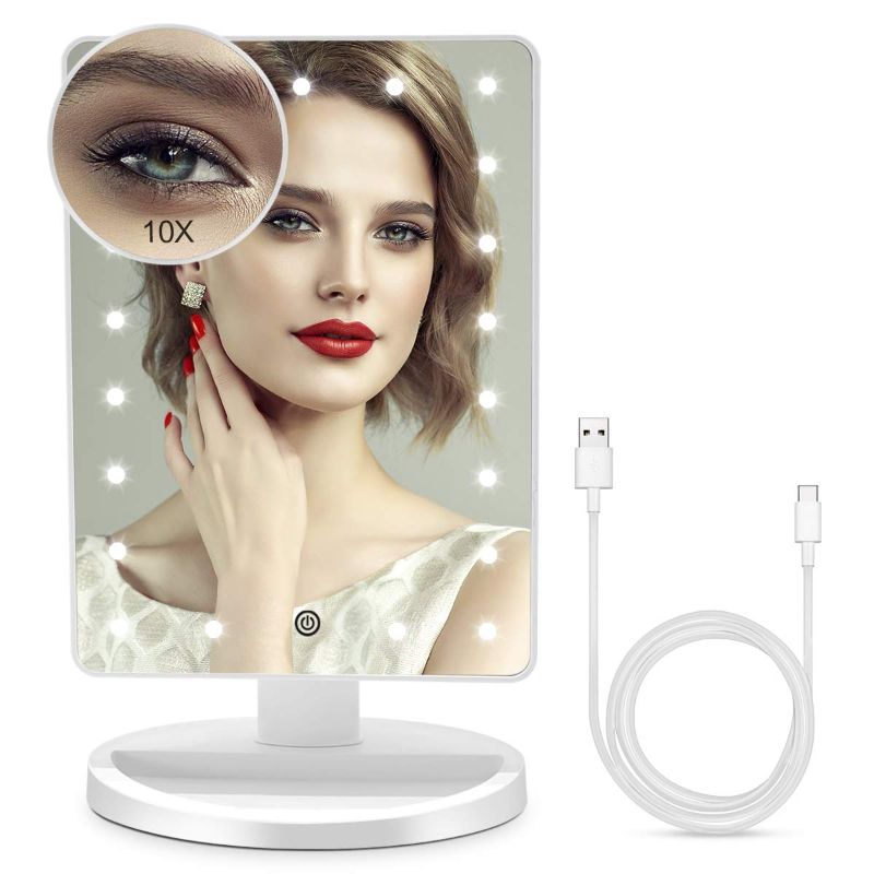 Photo 1 of BUENOLIFE Makeup Mirror with Lights, Vanity Mirror with 21 LED Cosmetic Mirror Light Adjustable, Lighted Bedroom Mirror with Touch Screen Dimming, Dual...
