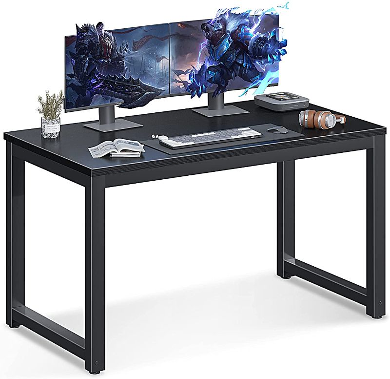 Photo 1 of Super Sturdy Gaming Computer Desk 47 inch Modern Office Desk Study Writing Desk for Home Office, Coleshome, Black
