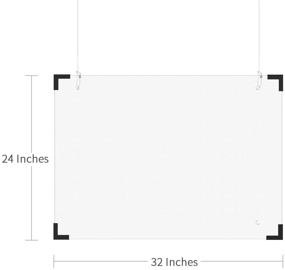 Photo 2 of 2 PCS Hanging Sneeze Guard for Counter 31"x47" Inches Plexiglass Barrier Acrylic Sneeze Shield for Cashier Office with Hanging Accessory 1/8" Thick 3mm
***one is broken at bottom corner***
