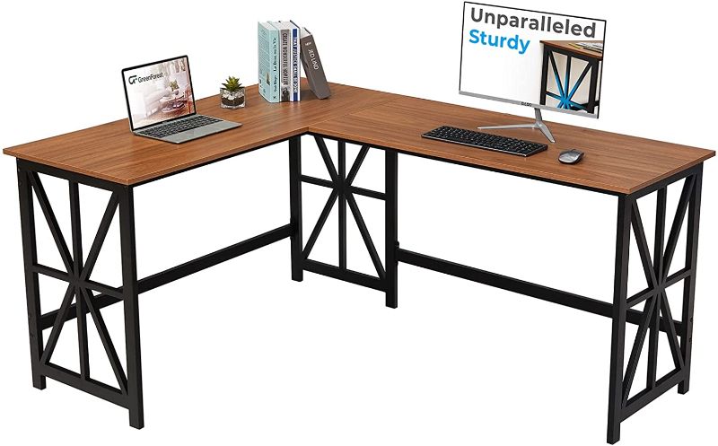 Photo 1 of GreenForest Large L Shaped Computer Desk,63.8'' x 50'' Corner Desk Reversible Gaming Desk for Home Office Industrial Heavy Duty Workstation, Walnut
PREVIOUSLY OPENED