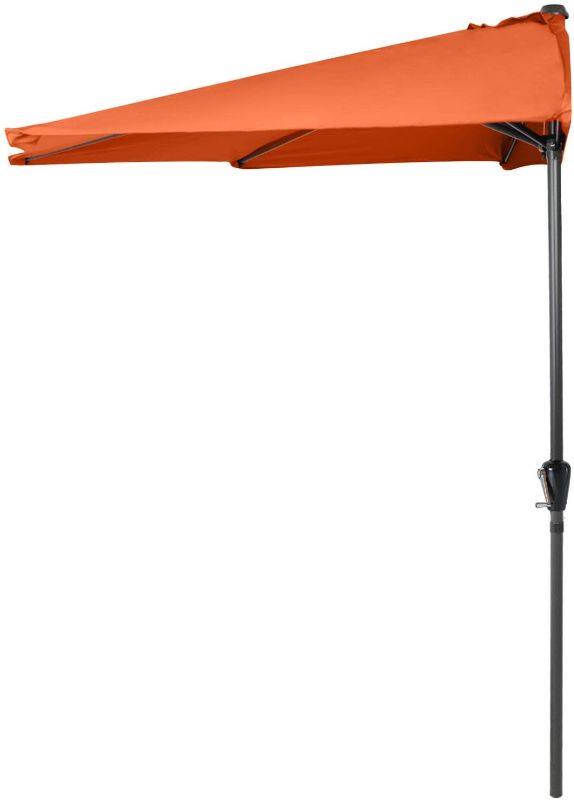 Photo 1 of  11FT Patio Umbrella Half Round Outdoor Umbrella with Crank - orange 