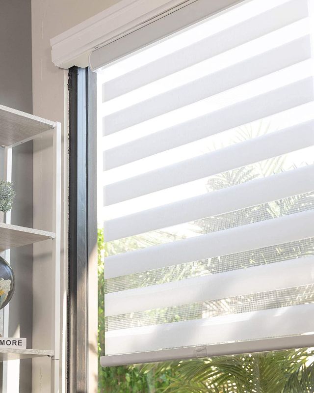 Photo 1 of CHICOLOGY Zebra Blinds , Roller Window Shades , Blinds for Windows , Roller Shades for Windows , Window Shades for Home , Window Shades , Pull Down Shades for Windows , 46" W X 72" H , Basic Arctic
