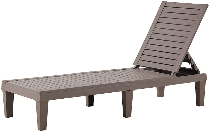 Photo 1 of BLUU Chaise Lounge Chair for Outdoor Patio Use | Adjustable with 5 Positions | Wood Texture Design | Waterproof | Easy to Assemble | Max Weight 330 lbs
