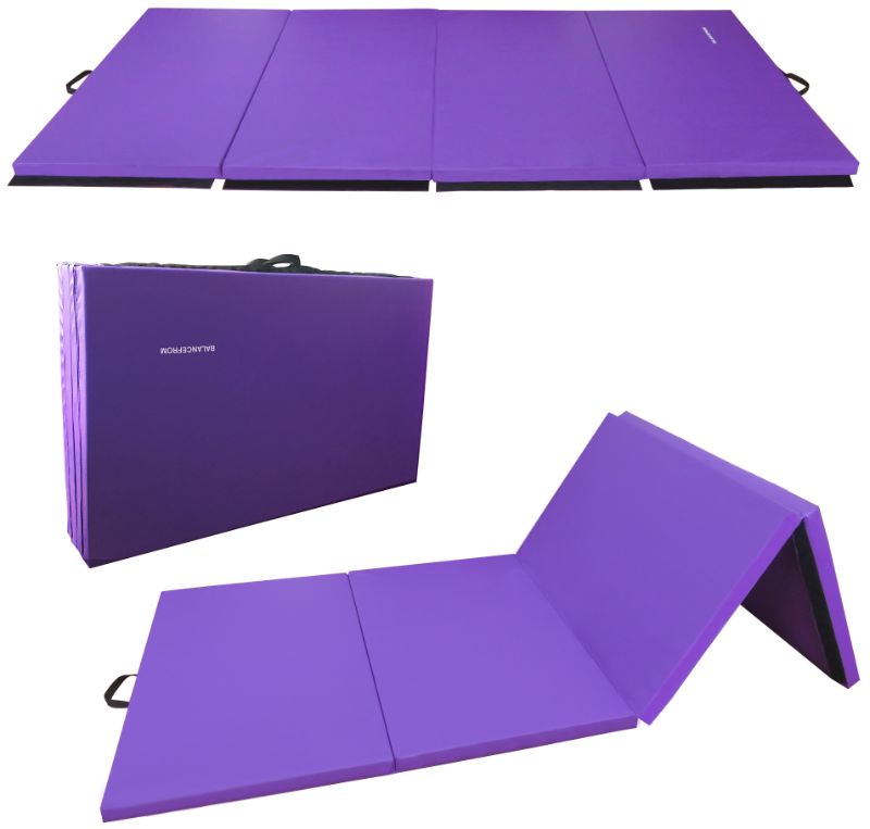 Photo 1 of BalanceFrom Go Gym All-Purpose 4 Ft. x10 Ft. x 2 In. Extra Thick High Density Anti-Tear Gymnastics Gym Folding Exercise Aerobics Mats
