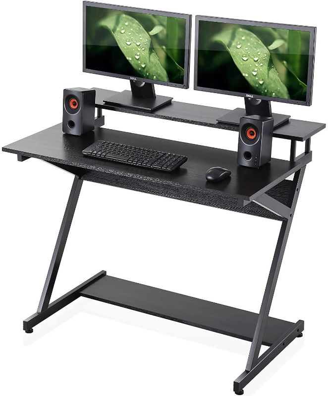 Photo 1 of FITUEYES Computer Desk Workstation Adjustable Gaming-Desk Mobile Study Writing Desk with Monitor Shelf, CD310001WB
