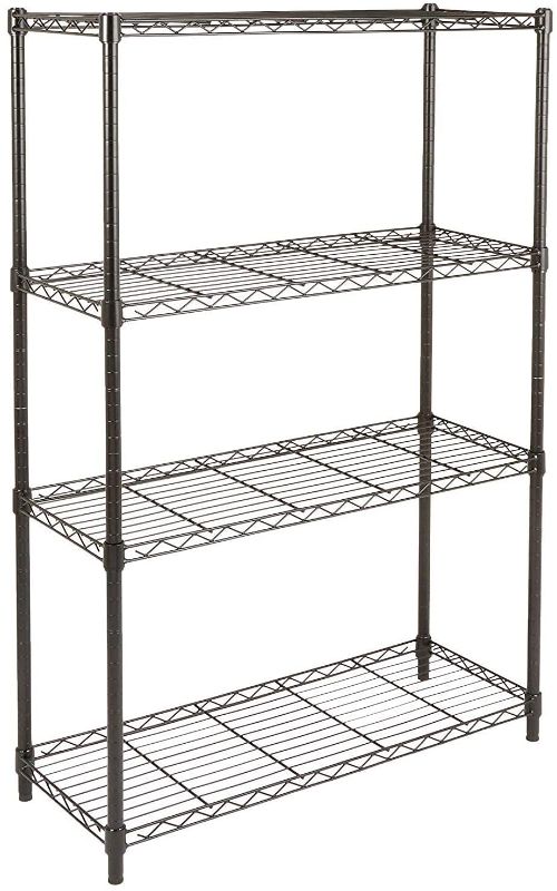 Photo 1 of Amazon Basics 4-Shelf Adjustable, Heavy Duty Storage Shelving Unit (350 lbs loading capacity per shelf), Steel Organizer Wire Rack, Black (36L x 14W x 54H)
