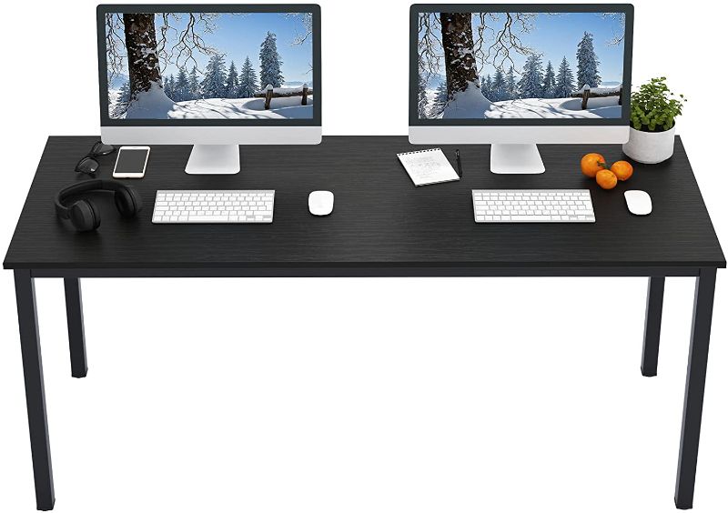 Photo 1 of DlandHome 63 inches X-Large Computer Desk, Composite Wood Board, Decent and Steady Home Office Desk/Workstation/Table, BS1-160BB Black Walnut and Black Legs, 1 Pack
