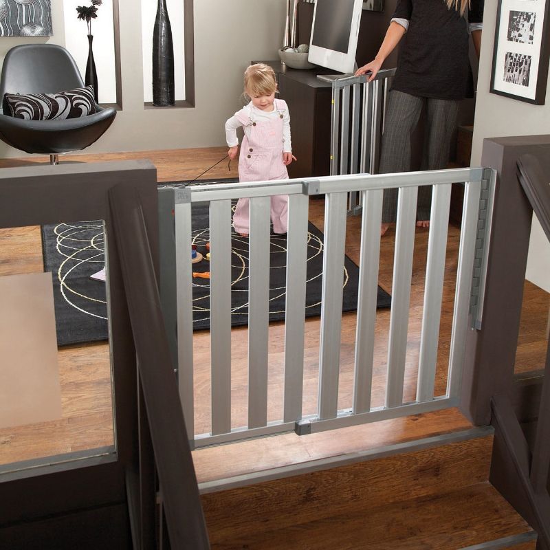 Photo 1 of 
Munchkin Loft Hardware Mounted Baby Gate for Stairs, Hallways and Doors, Extends 26.5"- 40" Wide, Silver Aluminum
