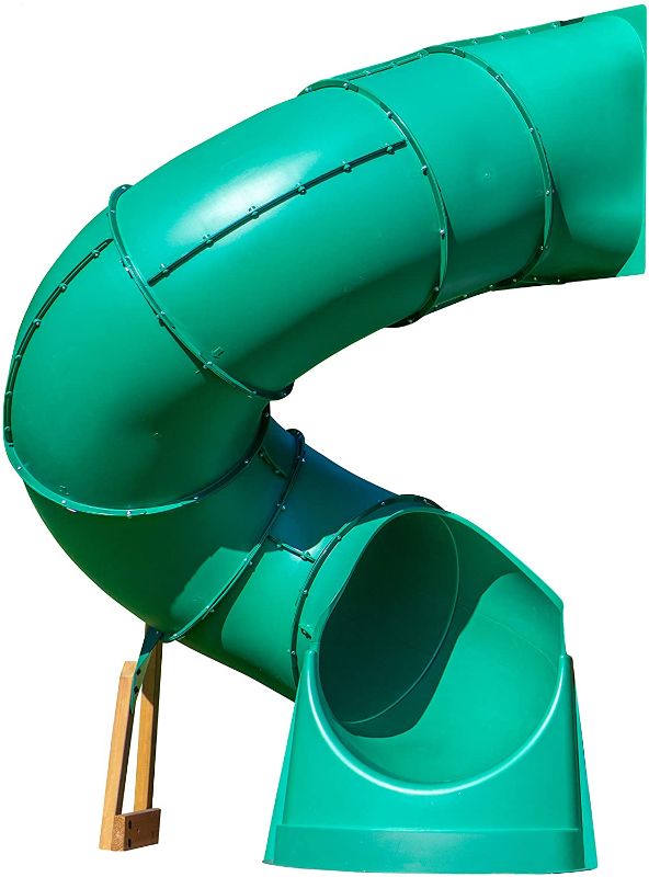 Photo 1 of Backyard Discovery Tall Spiral Tube Slide - Left Exit, Green - Mounts to 5 Ft. Deck Height
