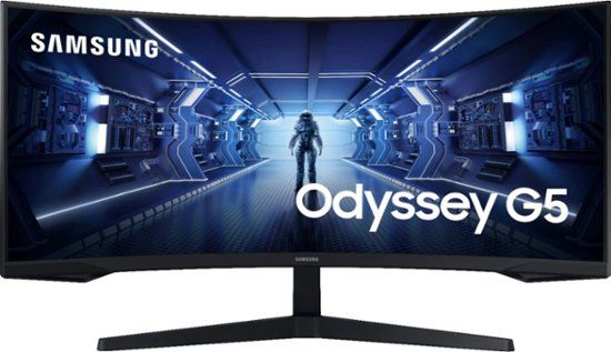 Photo 1 of Samsung - G5 Odyssey 34" Curved Gaming Monitor with 165Hz Refresh Rate - Black